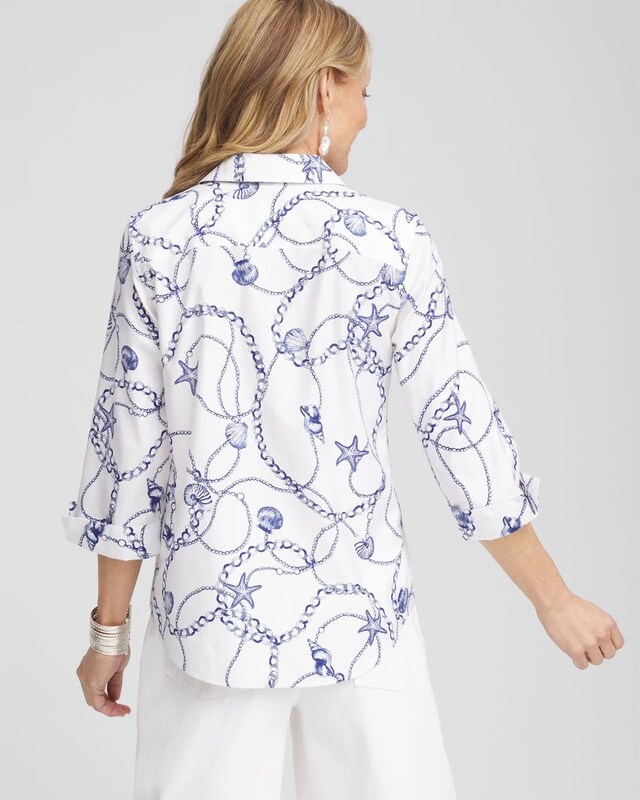 No Iron Seashell Tie-Front Top - image 3
